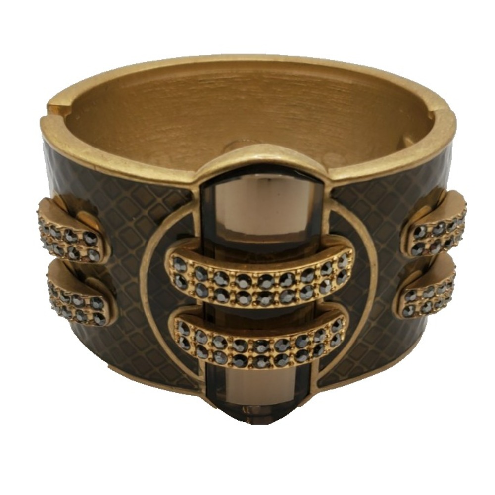 Lia Sophia Bracelet Baroque Gold Tone‎ Hinged Chunky Topaz Colored Stone